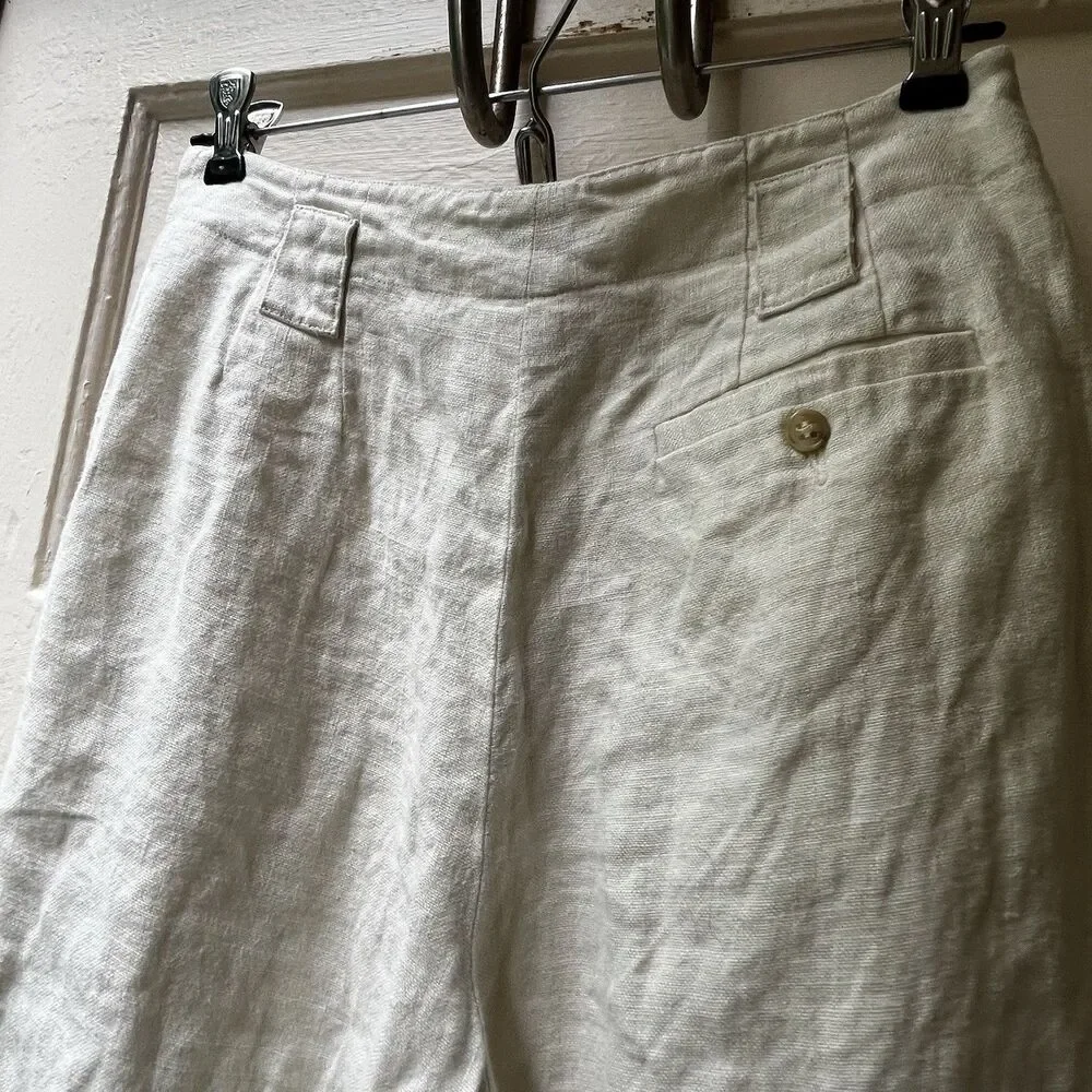 Vintage ILGWU Linen Pants Wide Leg 8 Cream Wide Leg Coastal Casual Office Summer